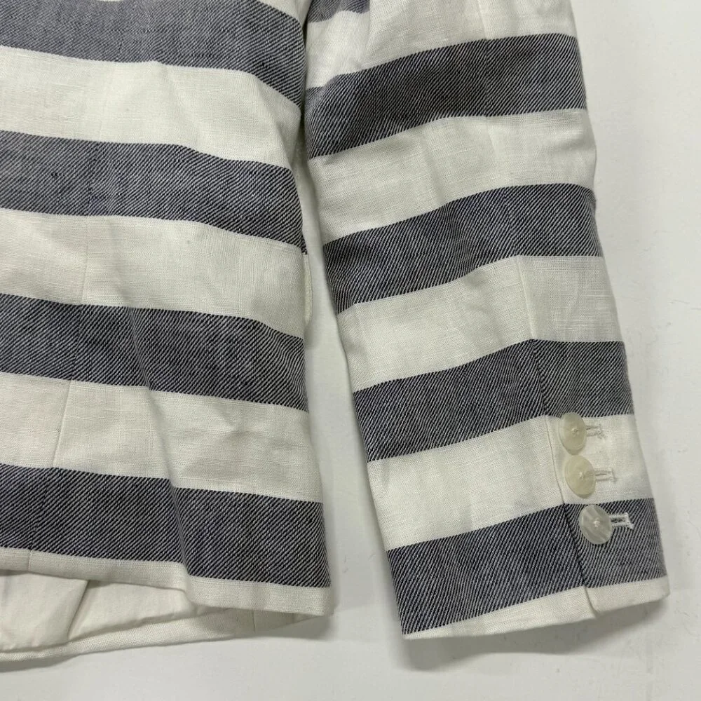 Banana‎ Republic Blazer Womens Sz 4 Gray Stripe NWT Linen Blend Career Work